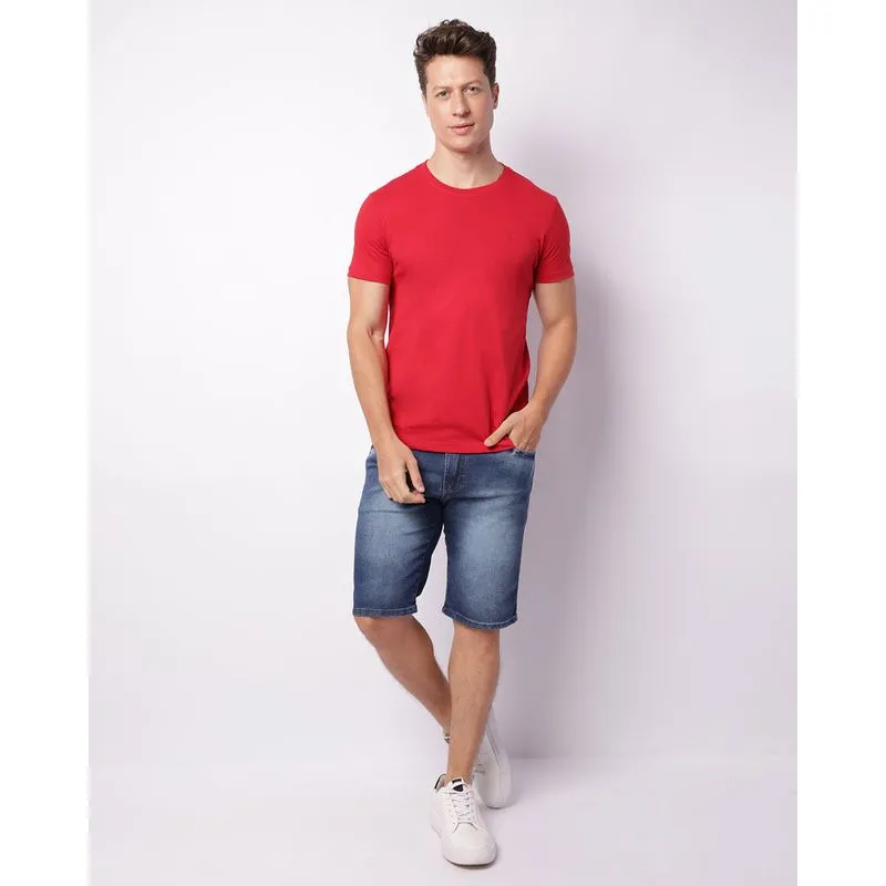 Bermuda Jeans Masculina Reta Estonada Azul 38