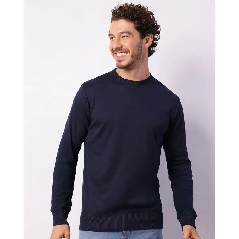 Suéter Masculino Tricô Básico Marinho M