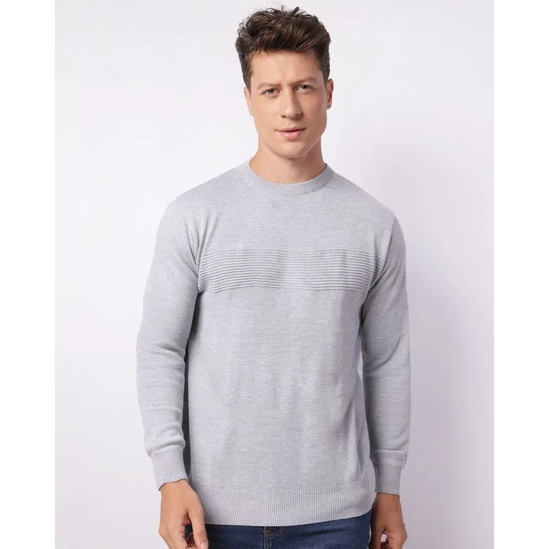 Suéter Masculino Tricô Com Recortes Cinza M