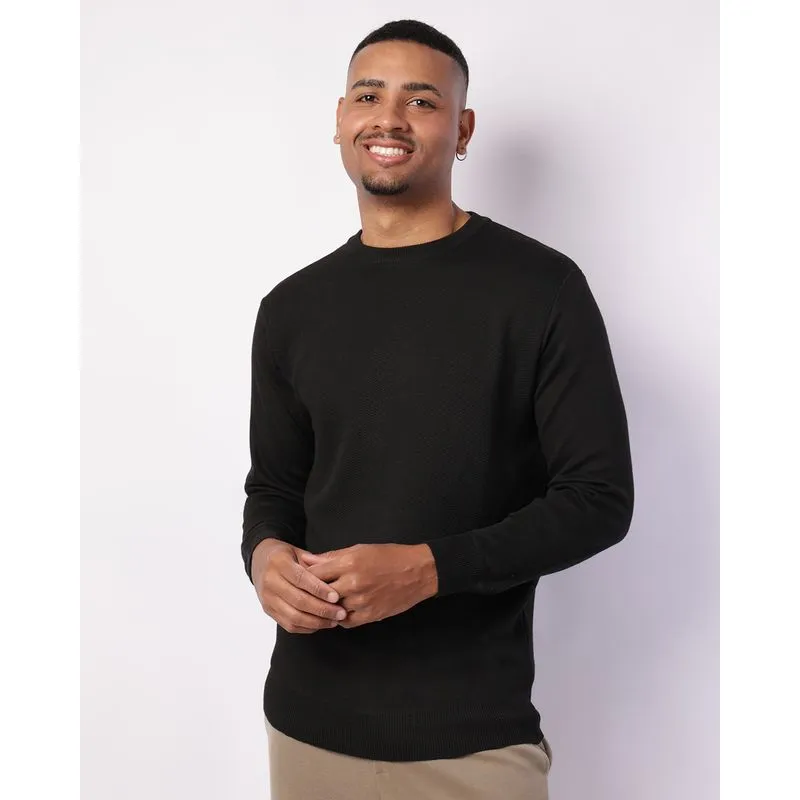 Suéter Masculino Tricô Texturizado Preto GG