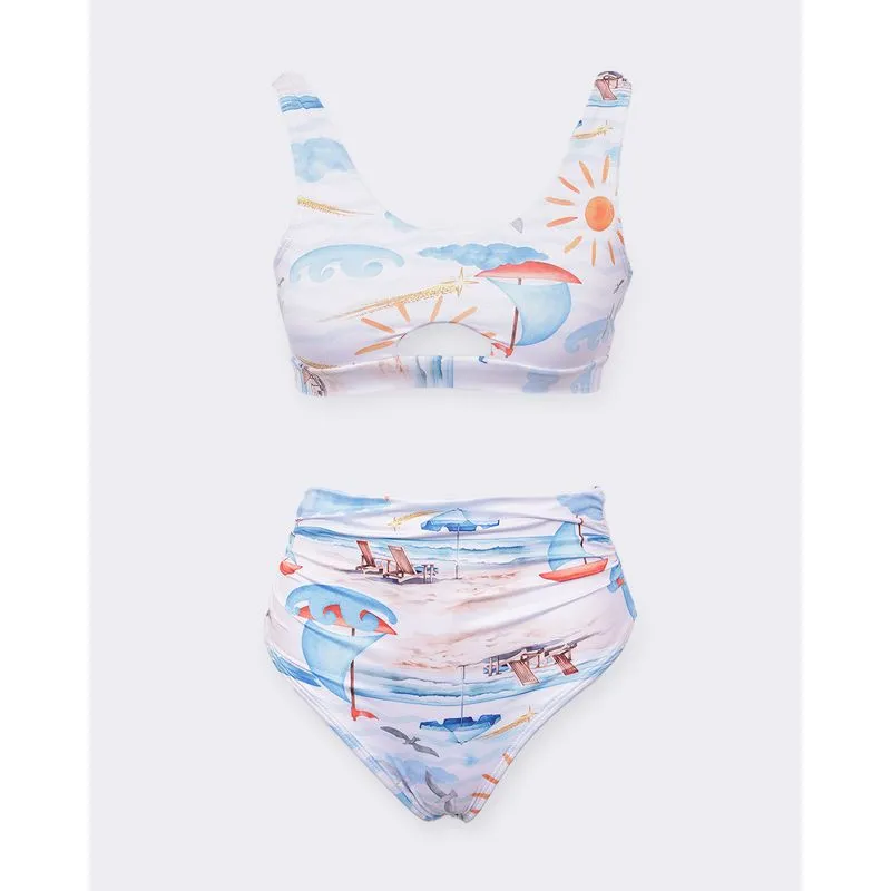 Conjunto Biquíni Juvenil Estampa Tropical Branco 12