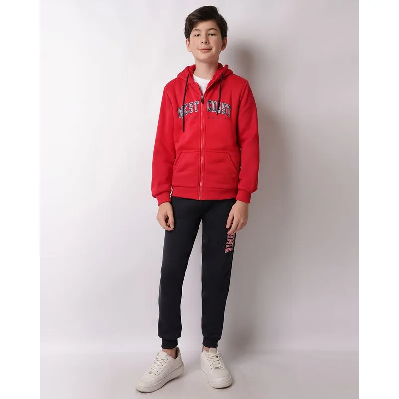 Conjunto Moletom Juvenil Com Capuz Peluciado Vermelho 14