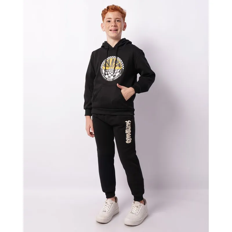 Conjunto Moletom Juvenil Com Capuz E Estampa Preto 16