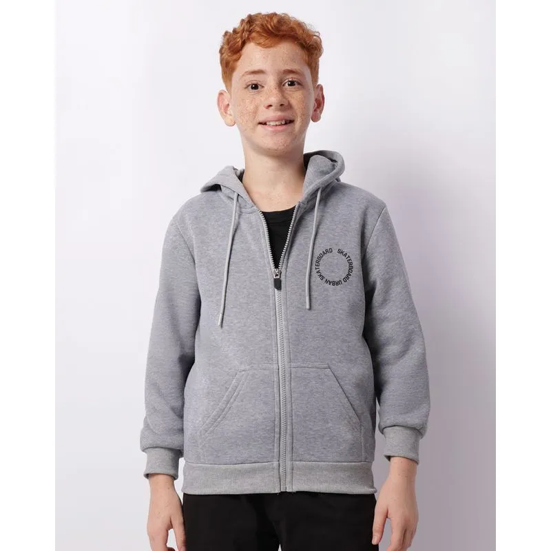 Jaqueta Moletom Juvenil Com Capuz Estampa Cinza 12
