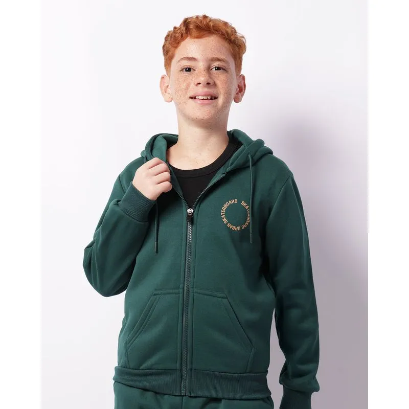 Jaqueta Moletom Juvenil Com Capuz Estampa Verde 14