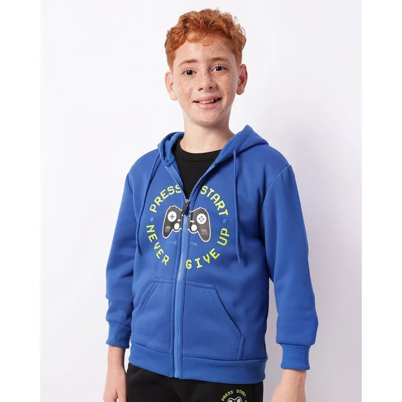 Jaqueta Moletom Juvenil Com Capuz Estampa Azul 12