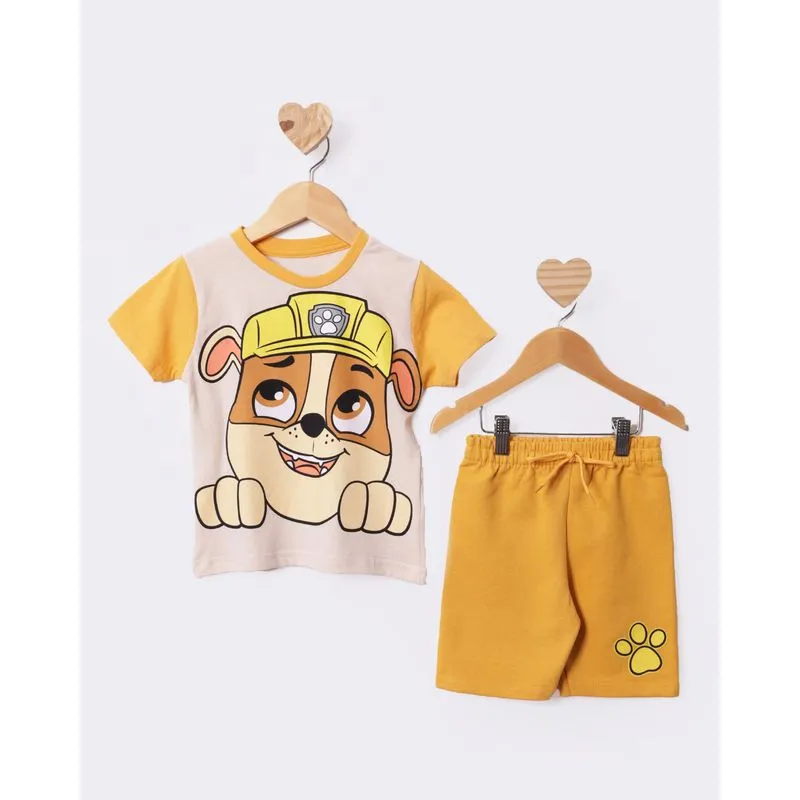 Conjunto Bebê Curto Rubble Patrulha Canina Amarelo 2
