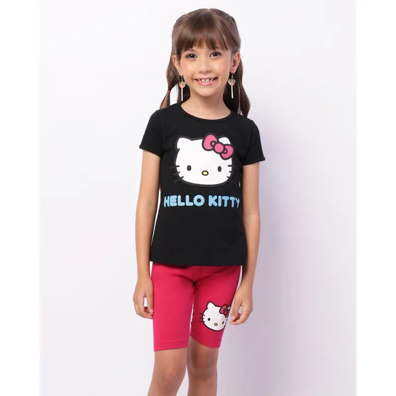 Conjunto Infantil Manga Curta Sanrio Hello Kitty Preto 8