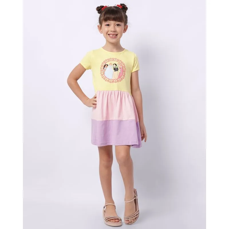 Vestido Infantil Curto Três Marias Disney As Princesas Amarelo 8