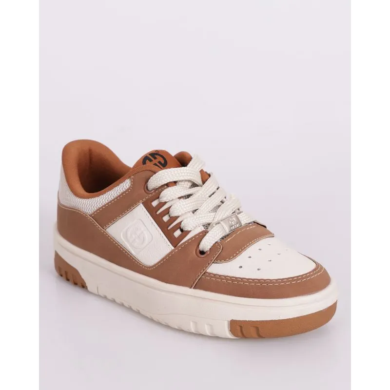Tênis Infantil Casual Ollie com Recortes Bege 28