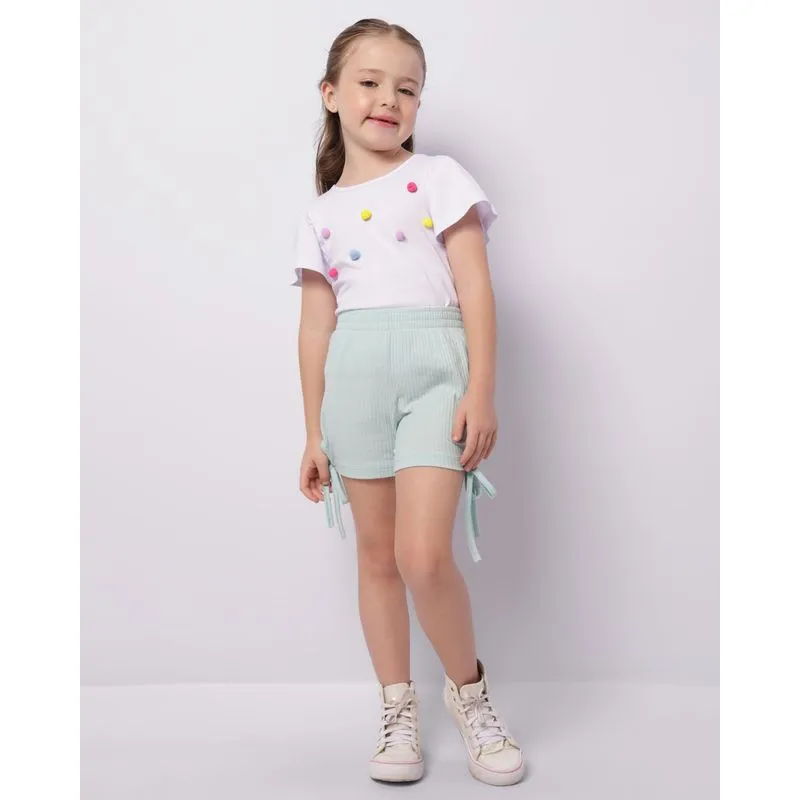 Short Infantil Canelado com Amarração Lateral Verde 4