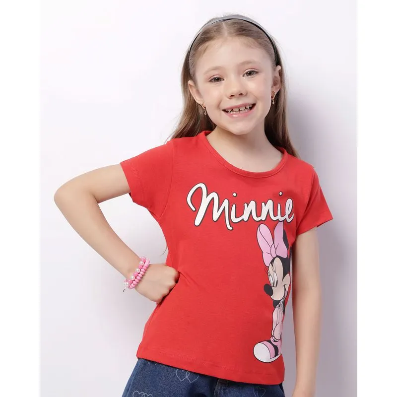 Camiseta Infantil Disney Minnie Manga Curta Vermelha 10