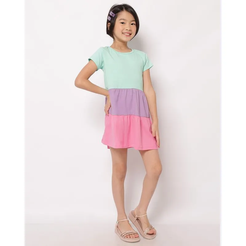 Vestido Infantil Algodão Três Marias Manga Curta Verde 6