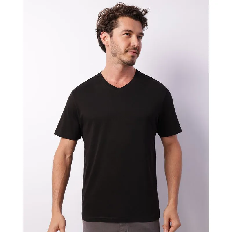 Camiseta Masculina Premium Algodão Peruano Manga Curta Preta GG