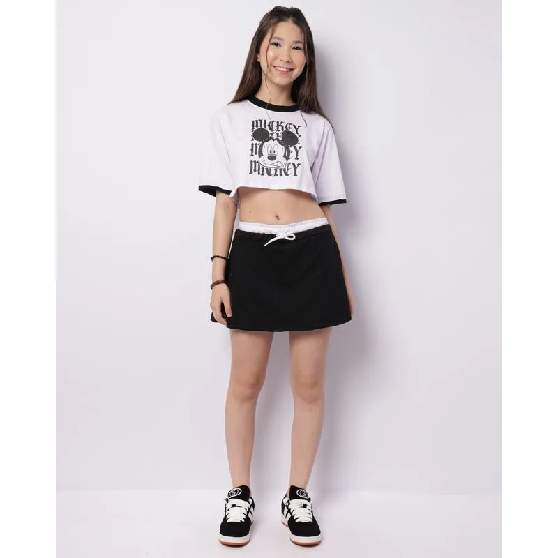 Short Saia Juvenil Moletinho Cós Duplo Preto 10