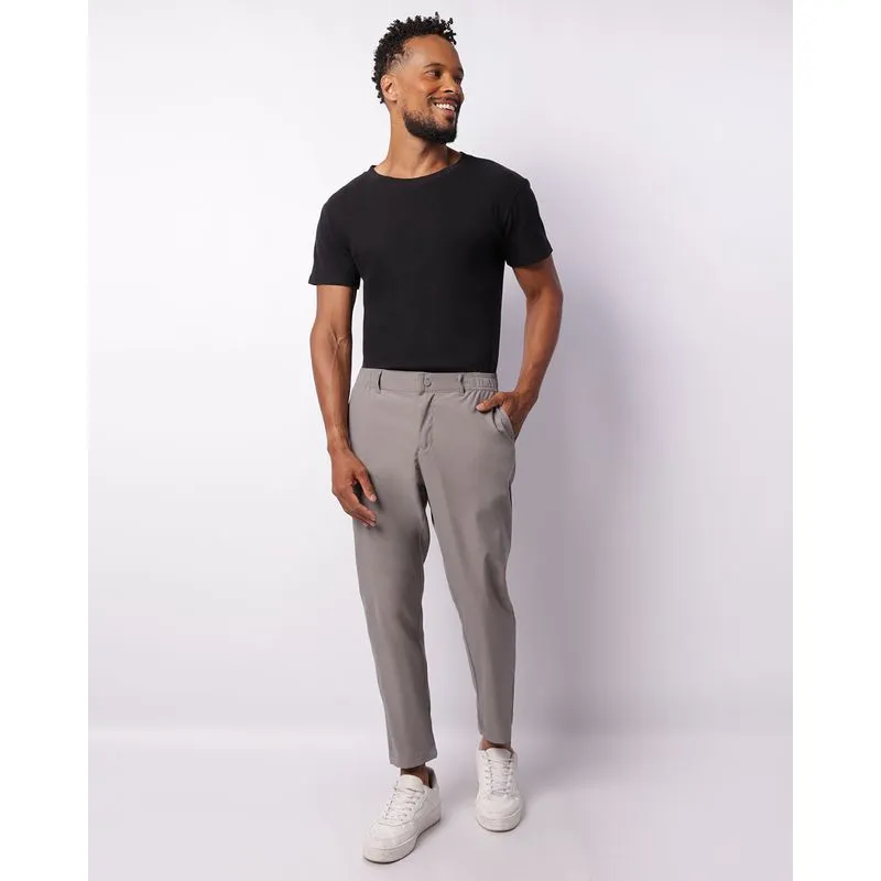 Calça Masculina Reta Comfort Com Bolsos Cinza G