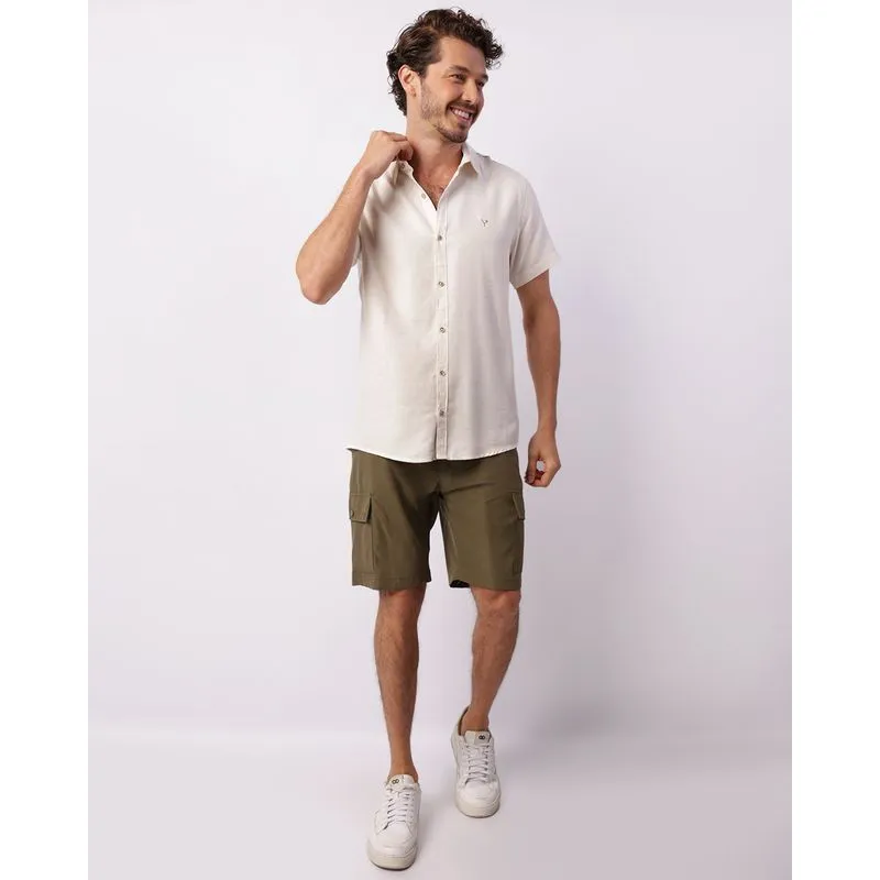Bermuda Masculina Reta Bolsos Cargo Verde G