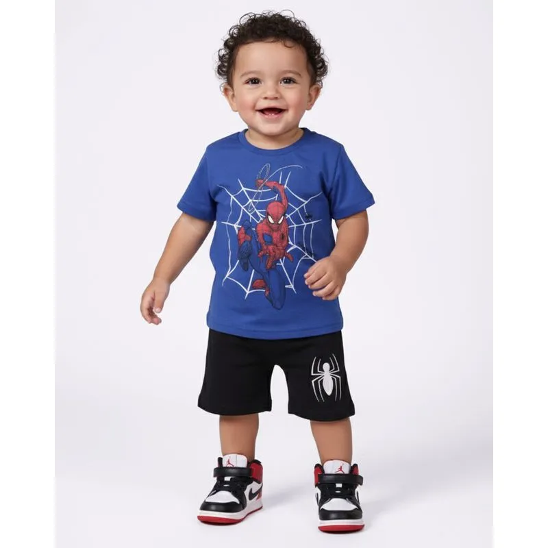 Conjunto Bebê Curto Algodão Homem Aranha Azul 1