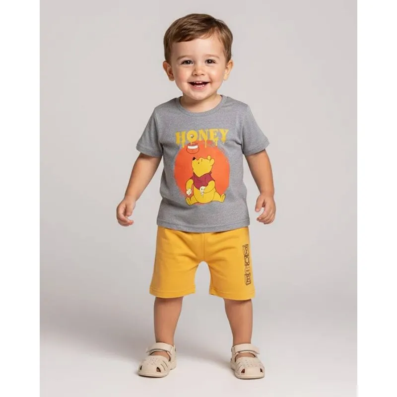 Conjunto Bebê Curto Disney Ursinho Pooh Cinza 1