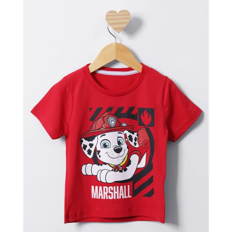 Camiseta Bebê Manga Curta Marshall Patrulha Canina Vermelha 2