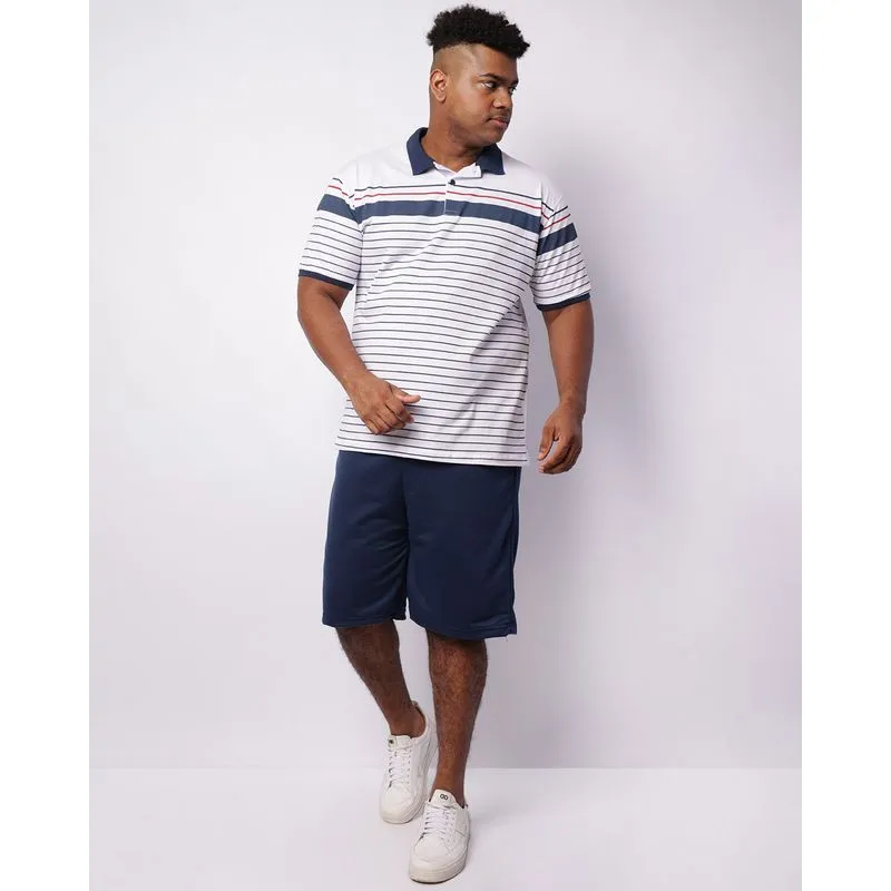 Bermuda Plus Size Masculina Moletinho Reta Com Cordão Marinho G2