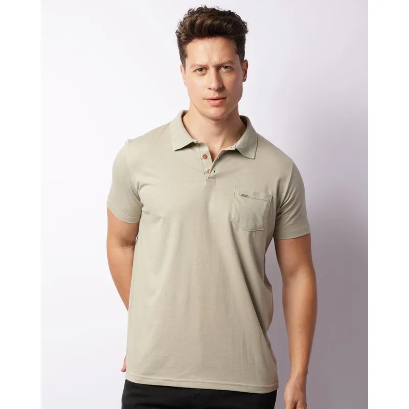 Camisa Polo Masculina Com Bolso Manga Curta Verde M