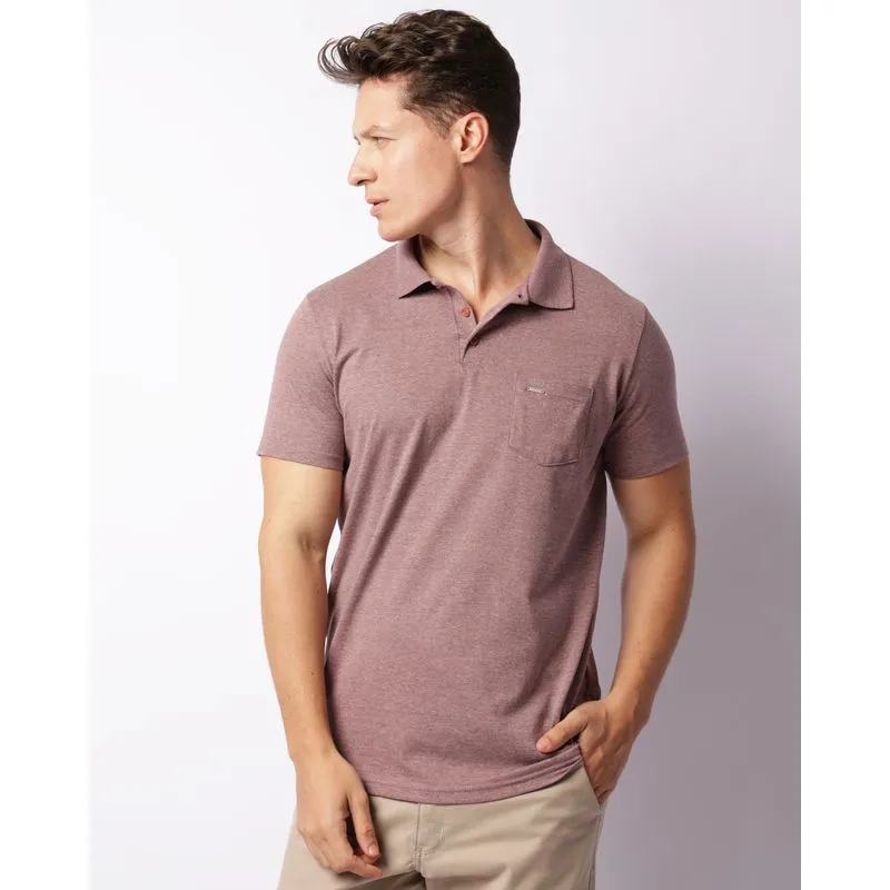 Camisa Polo Masculina Com Bolso Manga Curta Mescla Vinho P