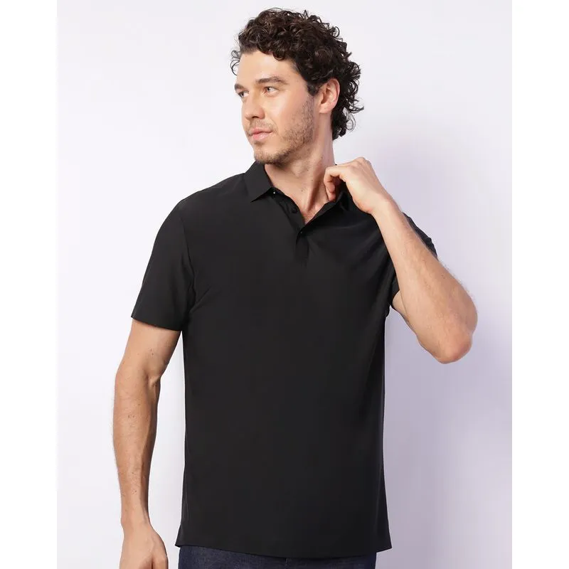 Camisa Polo Masculina Manga Curta Preta XG