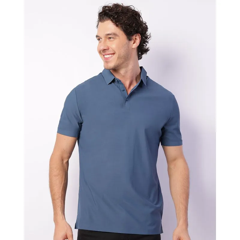 Camisa Polo Masculina Manga Curta Azul P