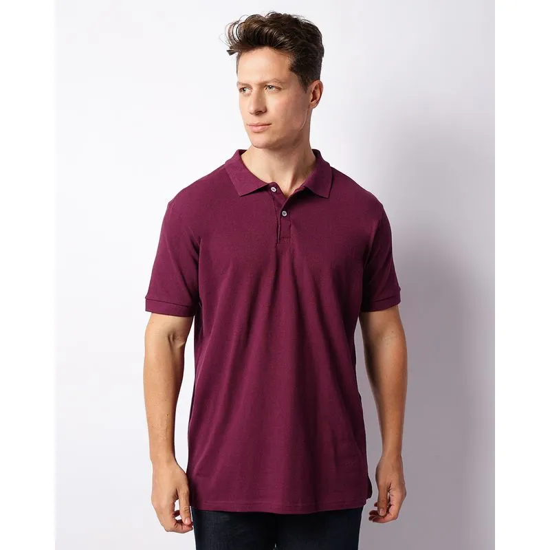Camisa Polo Masculina Manga Curta Piquet Vinho G