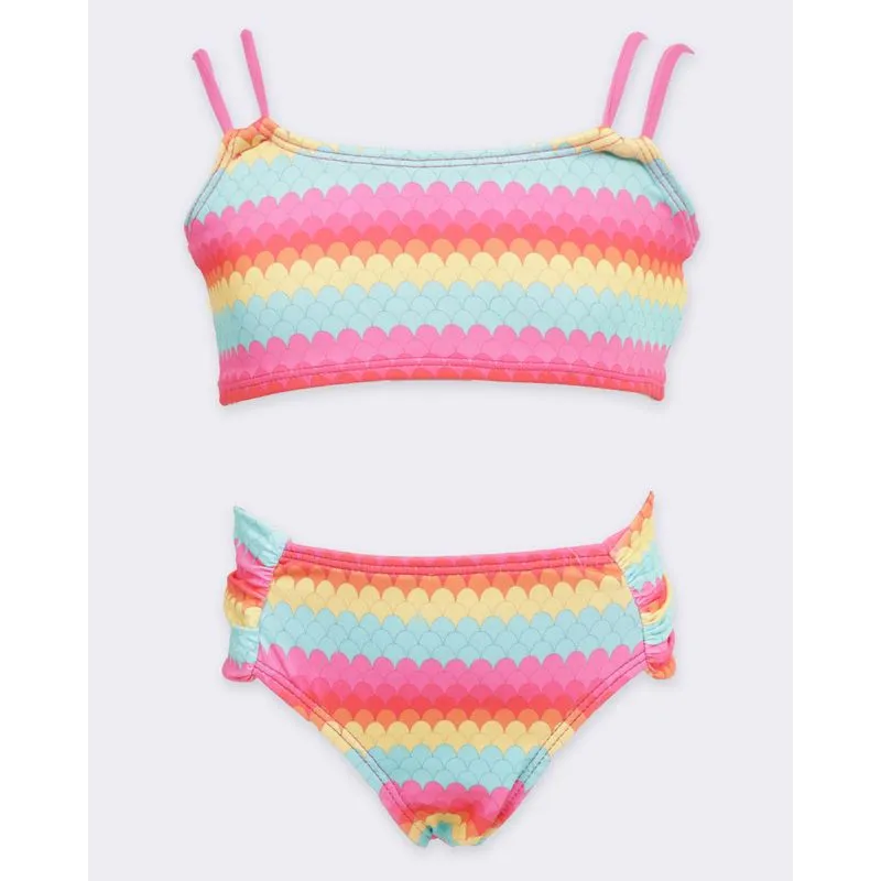 Conjunto Biquíni Infantil Amarração Estampa Escamas Rosa 6