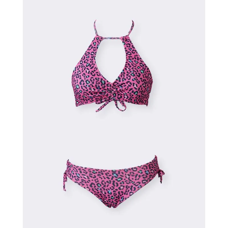 Conjunto Biquíni Juvenil Animal Print Amarração Rosa 14