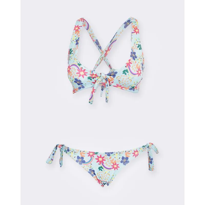 Conjunto Biquíni Juvenil Estampado Floral Azul 16