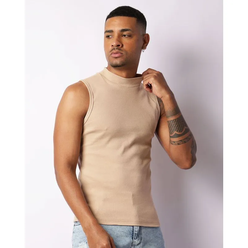Regata Masculina Canelada Linha Premium Bege P