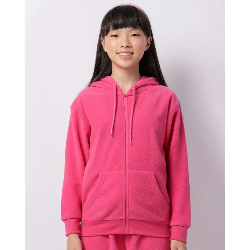 Jaqueta Juvenil Fleece Com Capuz Rosa 16