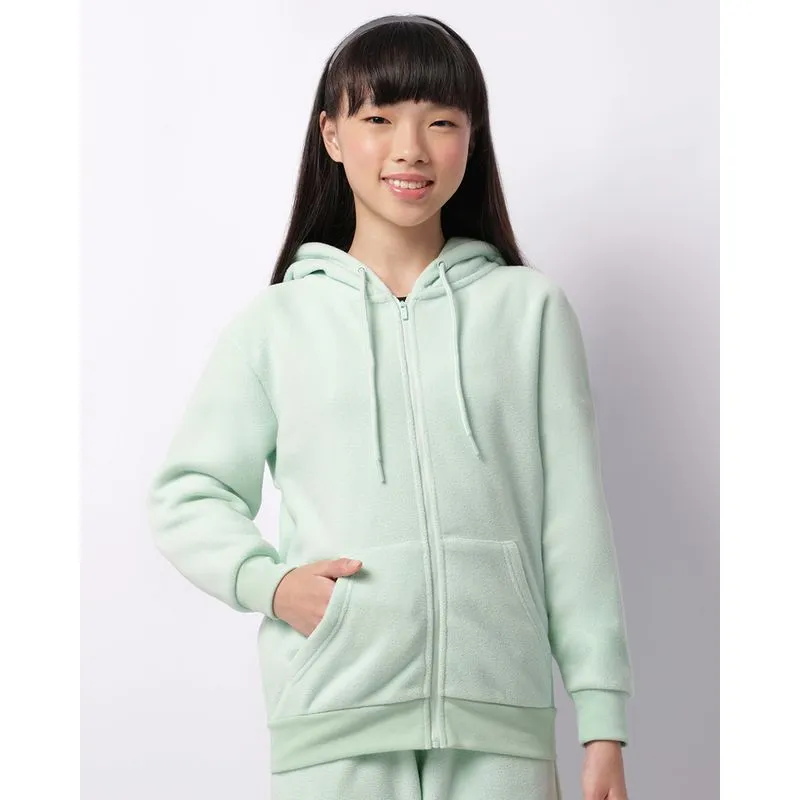 Jaqueta Juvenil Fleece Com Capuz Verde 14