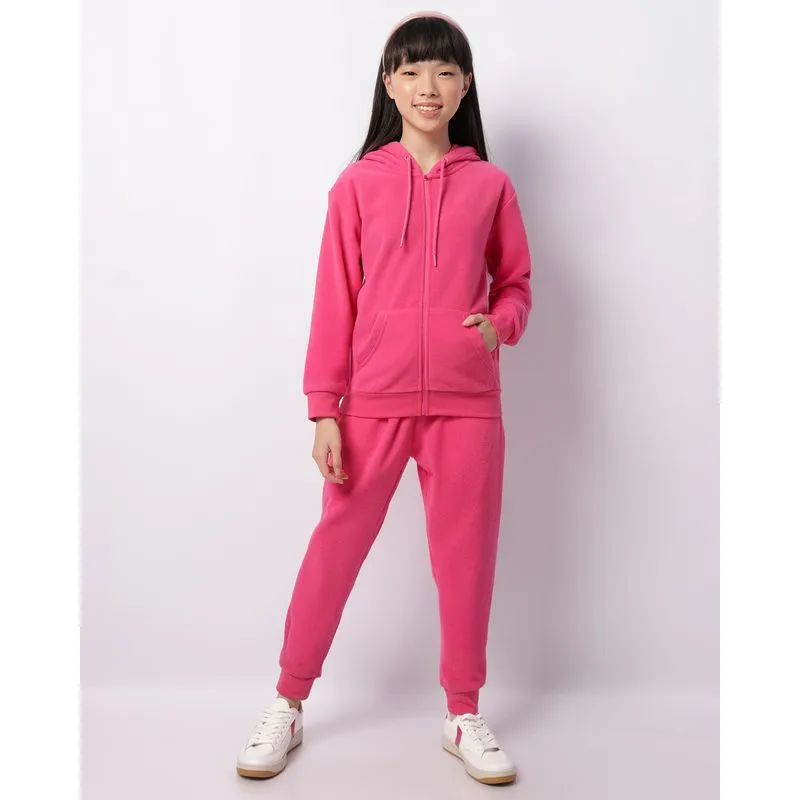 Calça Juvenil Jogger Fleece Com Bolsos Rosa 14