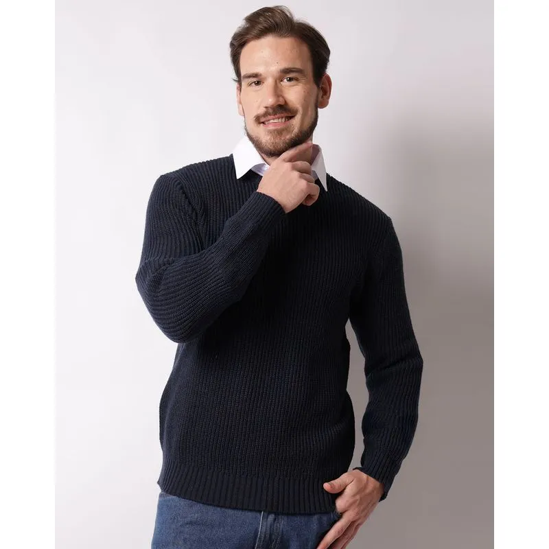 Suéter Masculino Tricô Texturizado Marinho GG