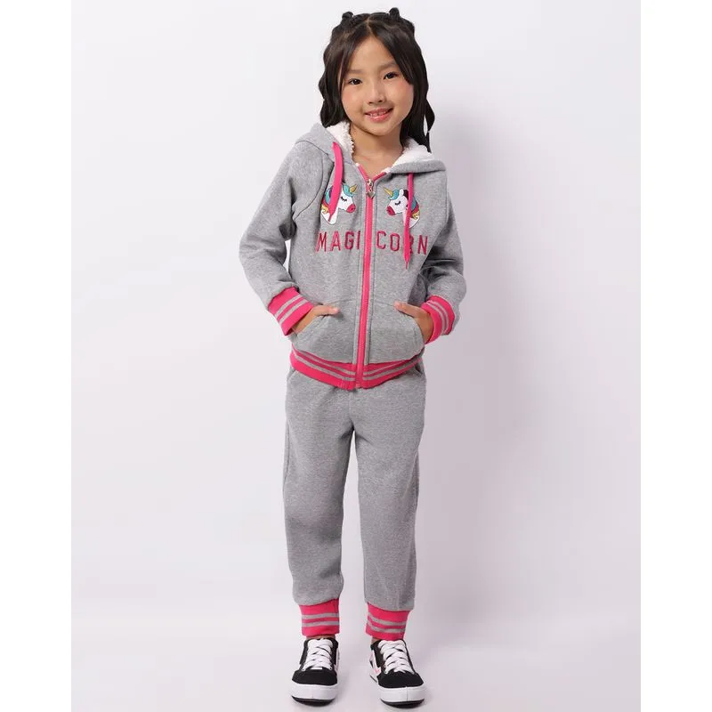 Conjunto Moletom Infantil Estampa Unicórnio Cinza 8