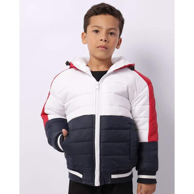 Jaqueta Infantil Puffer com Capuz Recortes Vermelha 8
