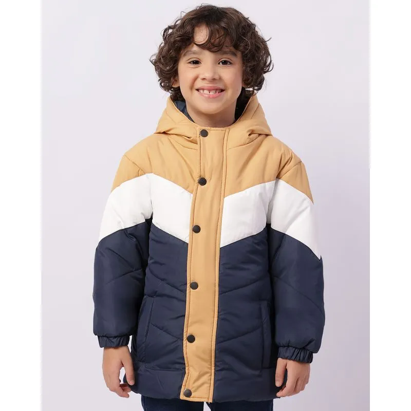Jaqueta Infantil Puffer Com Capuz Bege 4