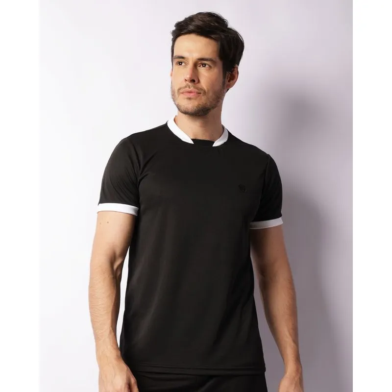 Camiseta Esportiva Masculina Dry Fit Maquinetada Preta M