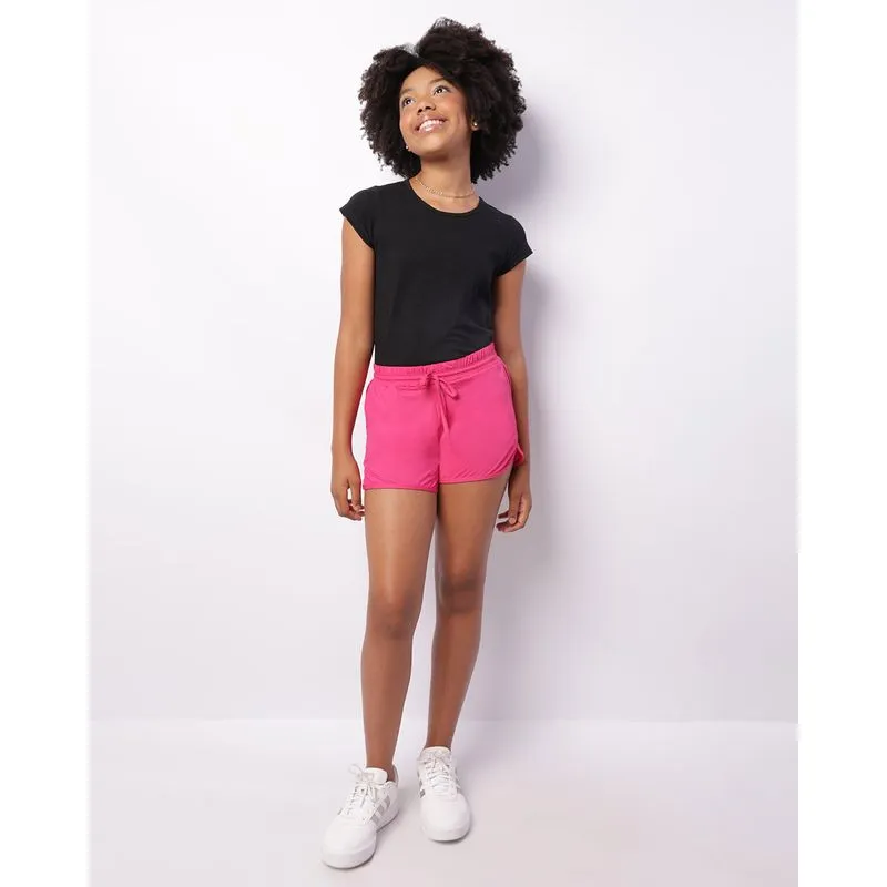 Short Juvenil Curto Com Bolsos Rosa Escuro 14