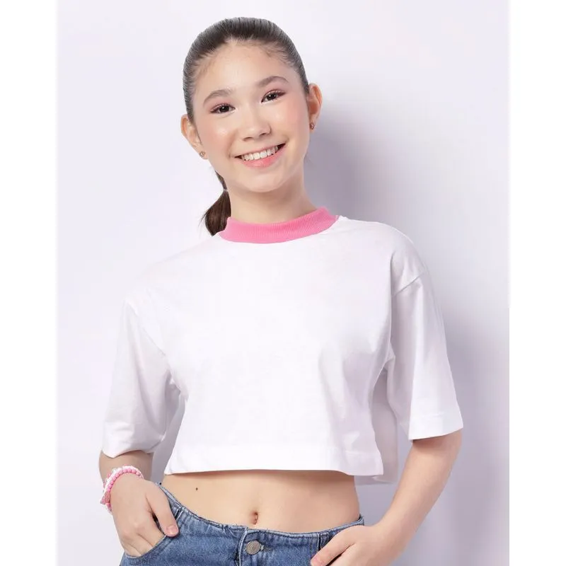 Blusa Juvenil Cropped Manga Curta Branca 10