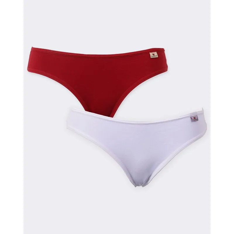 Kit 2 Calcinhas Feminina Biquini Algodão Vermelha e Branca GG