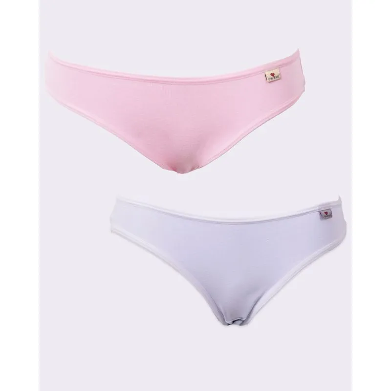 Kit 2 Calcinhas Feminina Biquini Algodão Rosa e Branca P