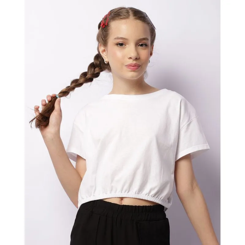 Camiseta Feminina Cropped Manga Curta Branca 16