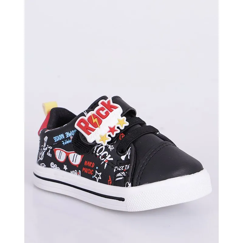Tênis Bebê Casual Estampado Com Aplicação Preto 25