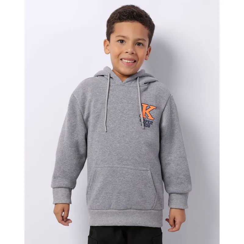 Blusão Moletom Infantil Capuz Bolso Canguru Estampa Cinza 6