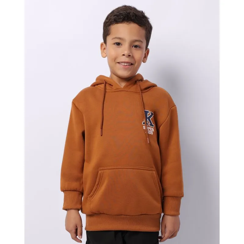 Blusão Moletom Infantil Capuz Bolso Canguru Estampa Marrom 6